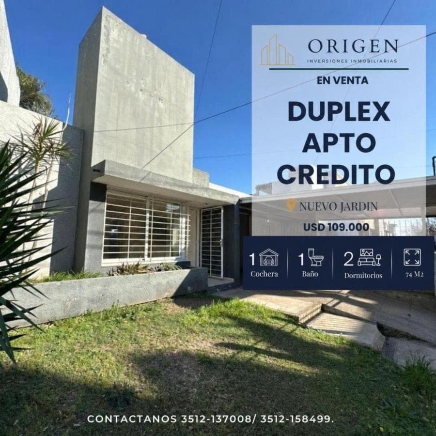 APTO CRÉDITO - DUPLEX JARDIN DEL SUR - 2 DORM - PLANTA BAJA