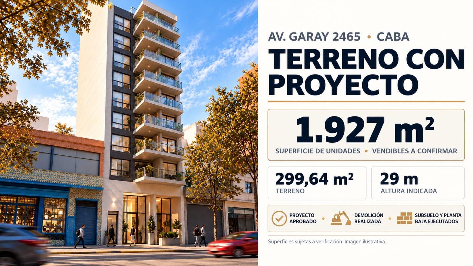 TERRENO PROYECTO APROBADO OBRA COMENZADA 1927M VENDIBLES