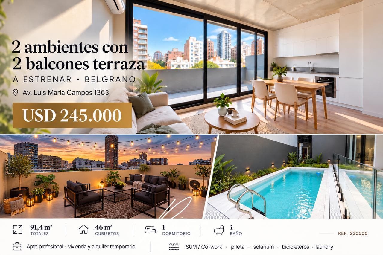Feel Belgrano - A estrenar - 2 ambientes con dos terrazas y vistas abiertas